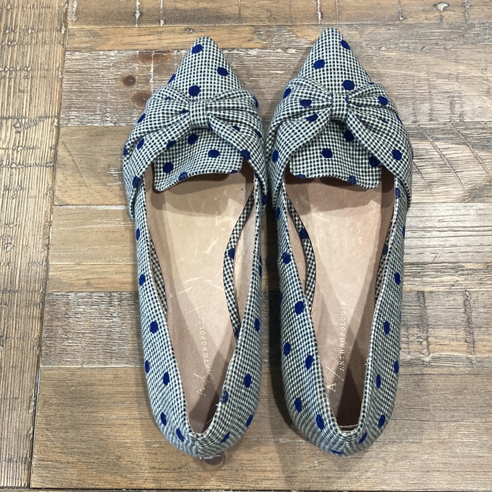 Anthropologie Pointed Toe Polka Dot Flats